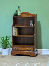 Vintage Mahogany Waterfall Bookcase Bookshelf Small Tall Brass Handles 