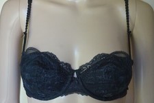 Intimate Collection Underwired Lightly Padded Balconette Lace Bra - BLACK