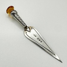 ANTIQUE NOVELTY SCOTTISH THISTLE BOOKMARK STERLING SILVER BIRMINGHAM 1907