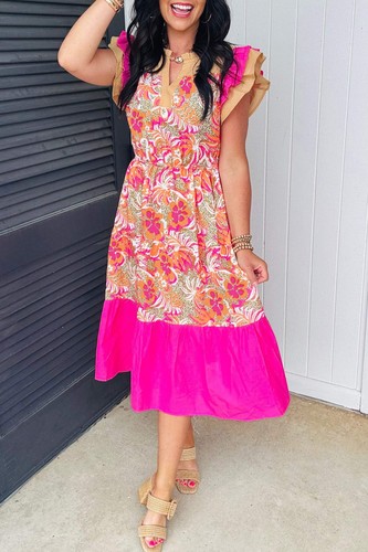 Rose floral colour block - floral,