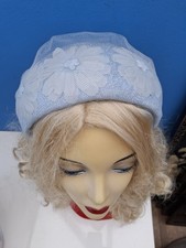 Beautiful Vintage 1940s/1950s Pale Blue Cocktail Hat One Size
