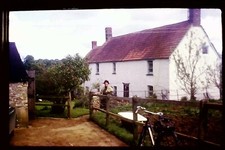 35mm Photo Slide Kodachrome Person outside House Retro Old Vintage 1960's 