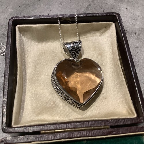 Silver morganite heart - ,