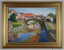 Packhorse Bridge, Stokesley. Original oil by Yorkshire artist Leslie Mavor c1985