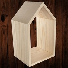 Medium Pine Wooden House Shaped Shelf Without Back Panel | W20 x D13 x H30 cm