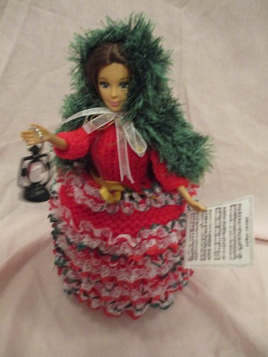 Hand knitted red victorian - hand,