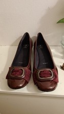 Women Clarks Red Wine Patent Leather Cushioned Insole  Slip-on Shoe SizeUK8