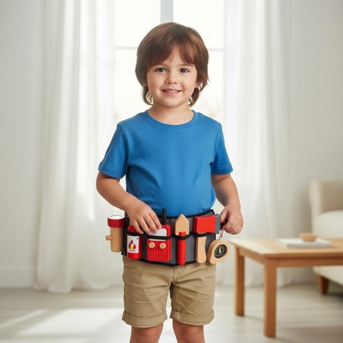 Wooden firefighter toy - firefighter, set