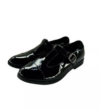 Marks & Spencer Black Patent Leather T-Bar Flat Shoes - UK size 5