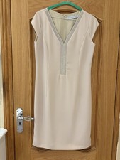 LUIS CIVIT Women's Beige Knee Length V-Neck Dress