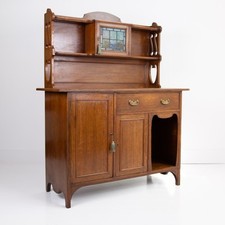 Attractive English Arts and Crafts Oak Cabinet Dresser C1910