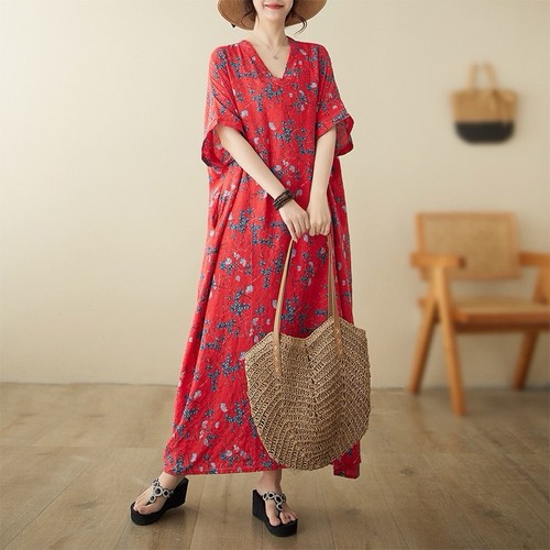 Red floral print dress - floral,