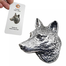 Wolf Head Pin Badge Pewter