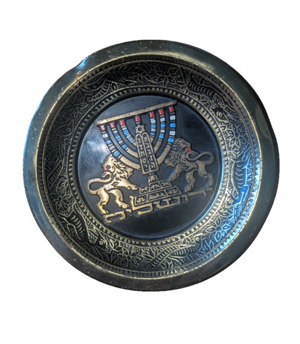 Vintage israel menorah metal - menorah,