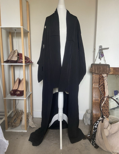 Vintage black 100 silk long - silk,