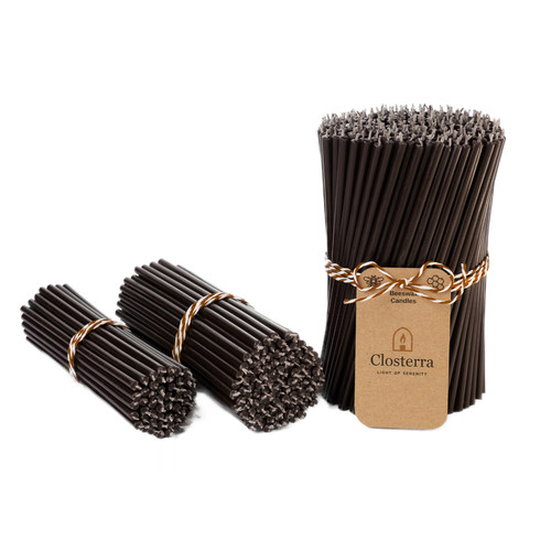 Black beeswax taper candles - black,