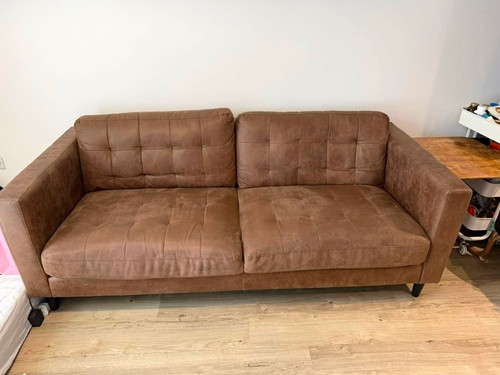 Brown faux leather seater - faux, 2