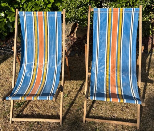 Vintage folding striped wooden - folding,
