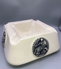 TAITTINGER CHAMPAGNE ASHTRAY WITH THE KNIGHT SEAL LOGO USED Pub Bar RARE Ceramic