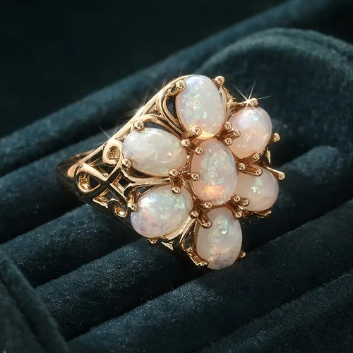9ct gold opal cluster - opal,
