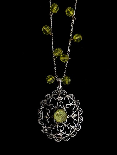 Silver tone filigree - filigree, medallion