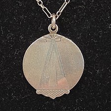 Antique Sterling Silver Art Deco Locket & Chain Herbert Bushell &Son 22.5" 12.3g