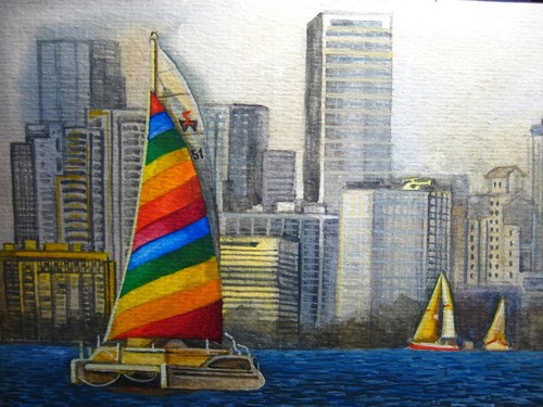 Watercolor painting ocean - watercolor,