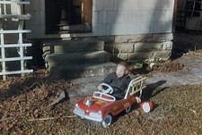 LOT x3 - Boy w/Fire Truck Pedal Car: 1950's 35mm Slides