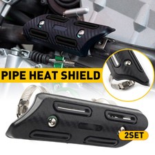 2x Exhaust Muffler Pipe Heat Shield Cover Heel Guard Universal Chrome Motorcycle