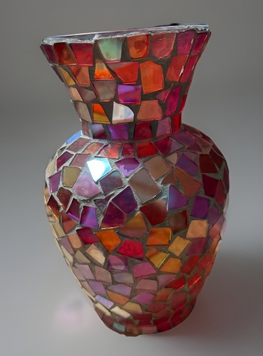 Mosaic iridescent glass vase - iridescent,