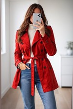 Isle Red Christmas Trench Coat