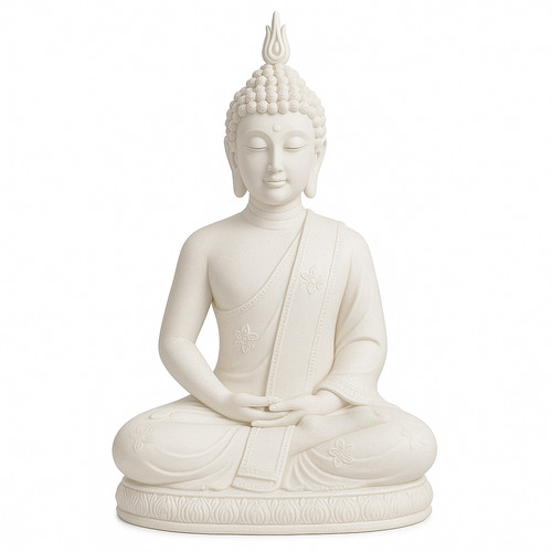 20cm white resin buddha - resin, statue