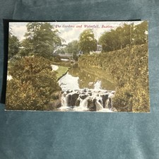 Vintage Postcard The Gardens And Waterfall Buxton H8