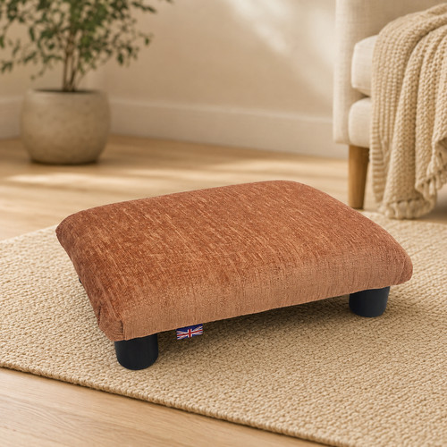 Handmade low footstool - handmade, orange