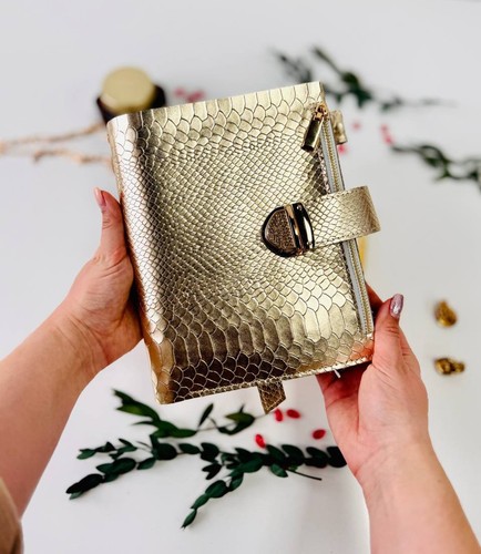 Golden leather binder - golden,