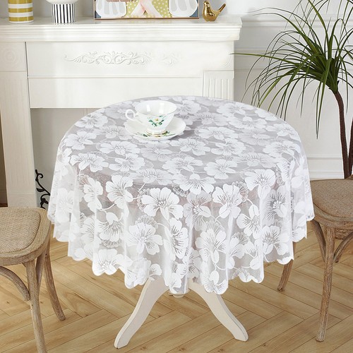 Round white lace tablecloth - round,
