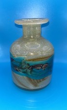 Mdina 'Strata' Maltese 1970's Yellow & Blue Glass Vase, excellent condition