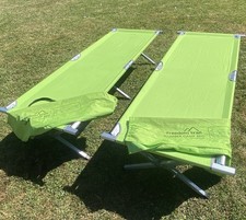 2 x Matching Aluminium Folding Camp Beds -Very Little Use-Excellent Condition