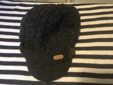 Erin Knitwear Ireland Charcoal Grey Cableknit Baker Boy Hat