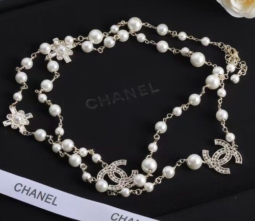 Necklace elegant crystal pearl - elegant,
