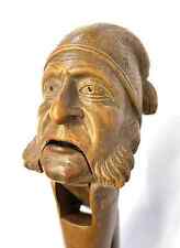 Antique Black Forest Old Man in Bed Cap Carved Swiss  NUTCRACKER Wooden Treen