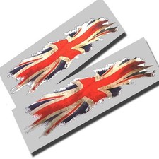 British union flag jack torn style Motorcycle  graphics stickers decals x2 148mm