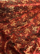 1 mtr red/gold dragon print
