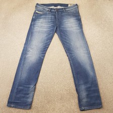 Diesel Mens Jeans 33x30 Blue Belther-R R18T8 Stretch Regular Slim Tapered Denim