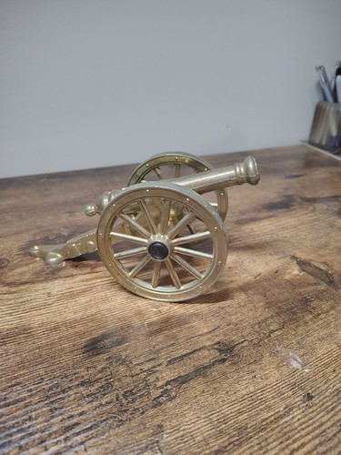 Vintage solid brass cannon - brass,