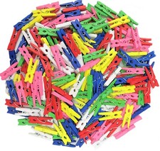 Mini Pegs for Crafts – 100 Mixed Colour 25mm Wooden Clips for Photos & Decor