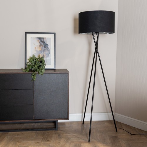 Black tripod tall floor lamp - black,