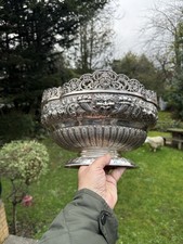 Antique 19thC Victorian Sterling Solid Silver Ornate Punch Bowl London 1896 JWFW