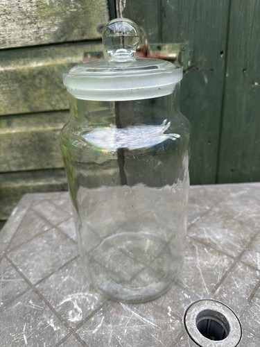 Vintage glass storage jar - storage,