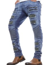 Mens Designer Fashion Slim Fit ISCO Brand Stretch Denim Cheap Jeans Biker Zipped